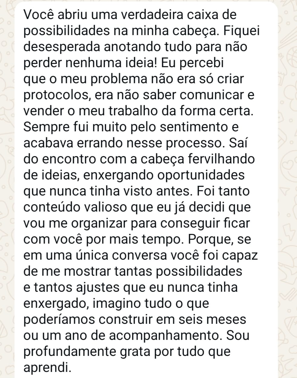 Depoimento de participante de consultoria